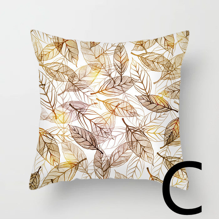 Sequined Pillowcase Leaf Flower Gold Flannel Bedside Backrest