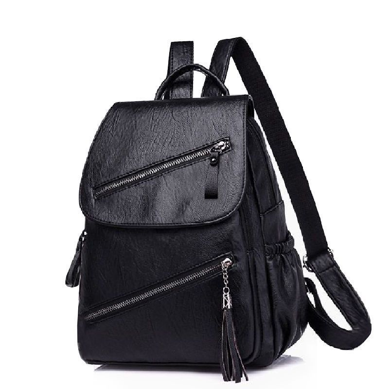 Women's Korean-style Fashionable Pu Soft Leather Casual Backpack