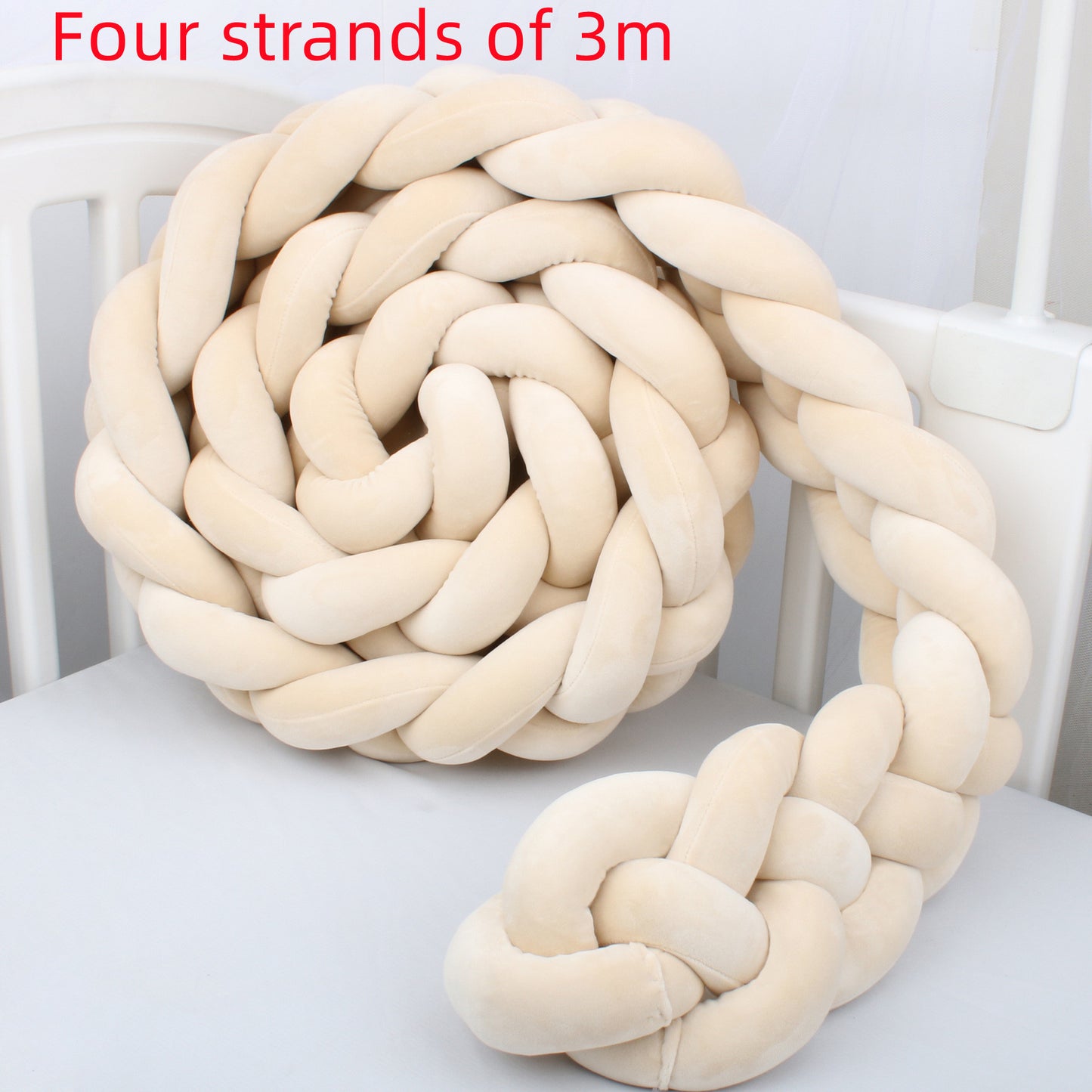 Heightening Baby Braided Crib Bumpers Knot Long Pillow Cushion Bedding Room Dector