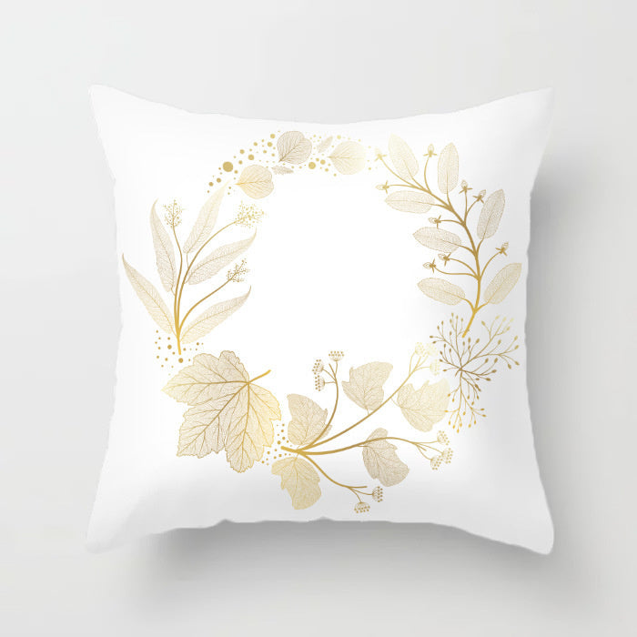 Sequined Pillowcase Leaf Flower Gold Flannel Bedside Backrest