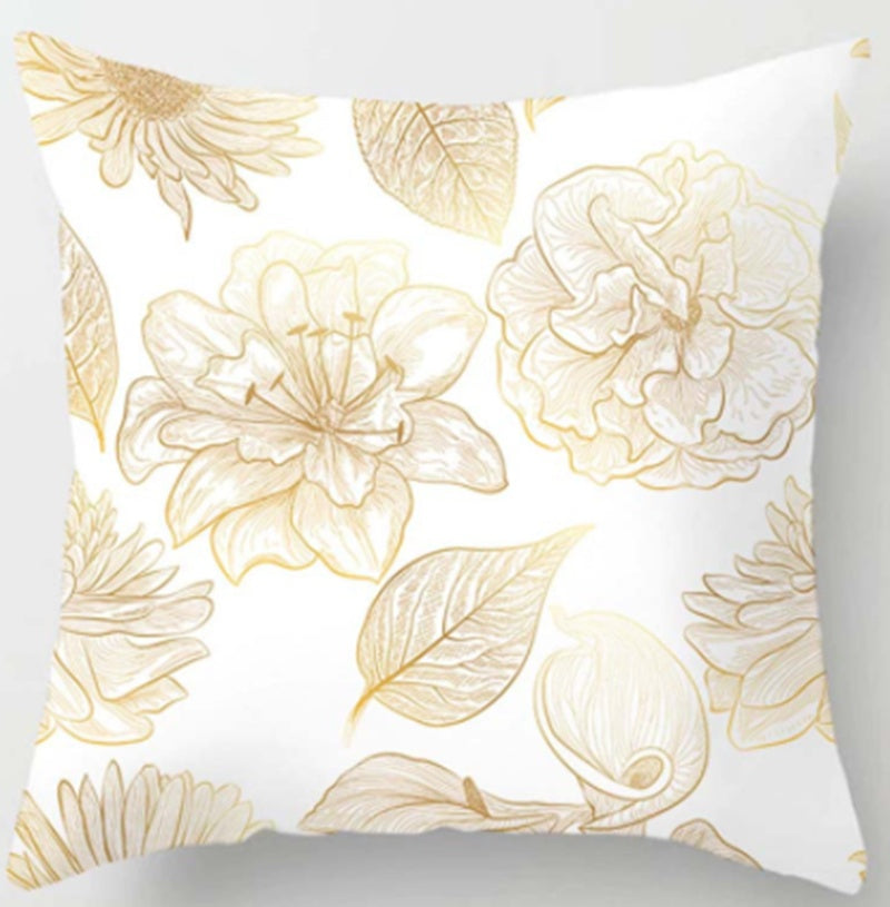 Sequined Pillowcase Leaf Flower Gold Flannel Bedside Backrest