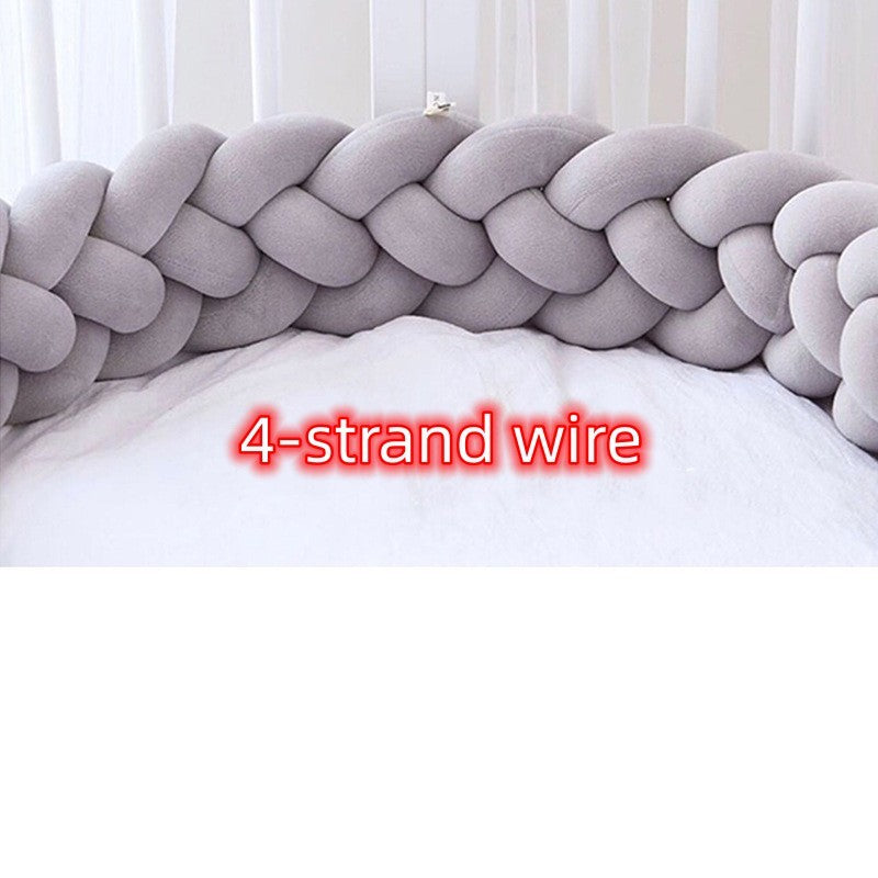 Heightening Baby Braided Crib Bumpers Knot Long Pillow Cushion Bedding Room Dector