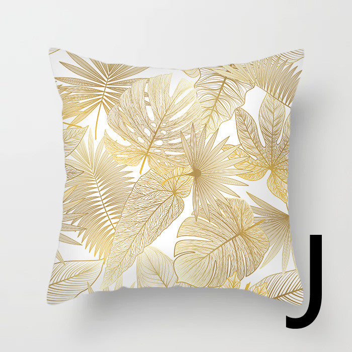 Sequined Pillowcase Leaf Flower Gold Flannel Bedside Backrest