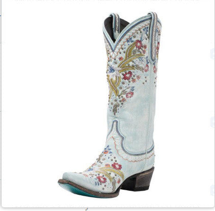 Mid-Heel Ethnic Embroidered Mid-Tube Women's Boots