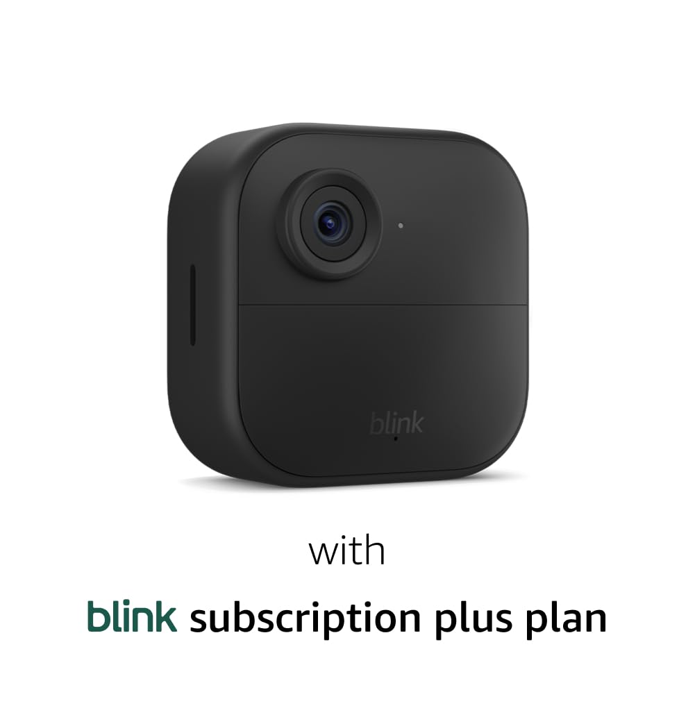 Blink Outdoor 4 (newest model), Wire-free smart security camera, two-year battery life, two-way audio, HD live view, enhanced motion detection, Works with Alexa – 5 camera system