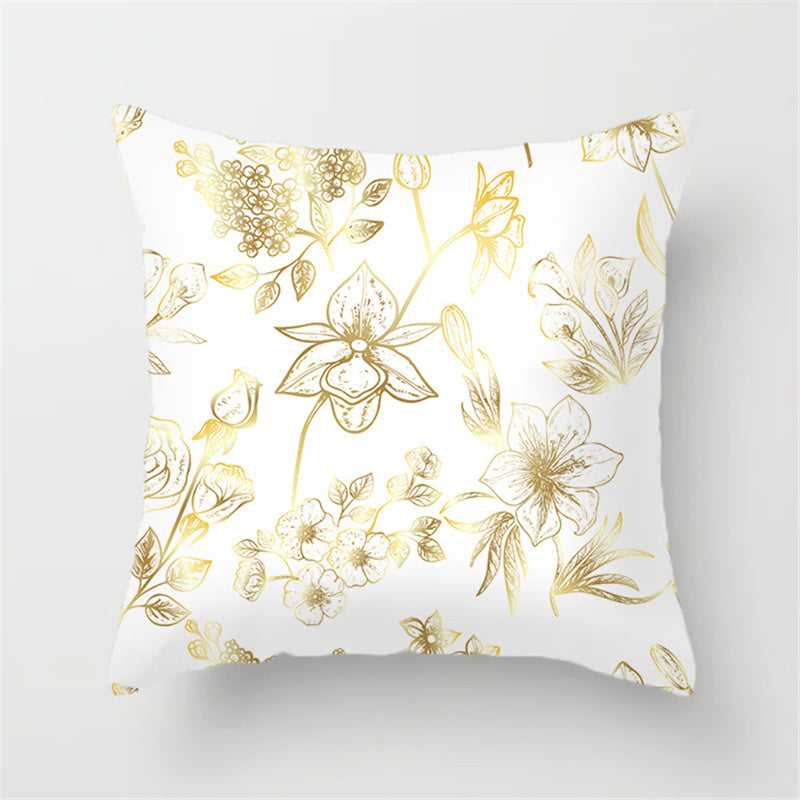 Sequined Pillowcase Leaf Flower Gold Flannel Bedside Backrest