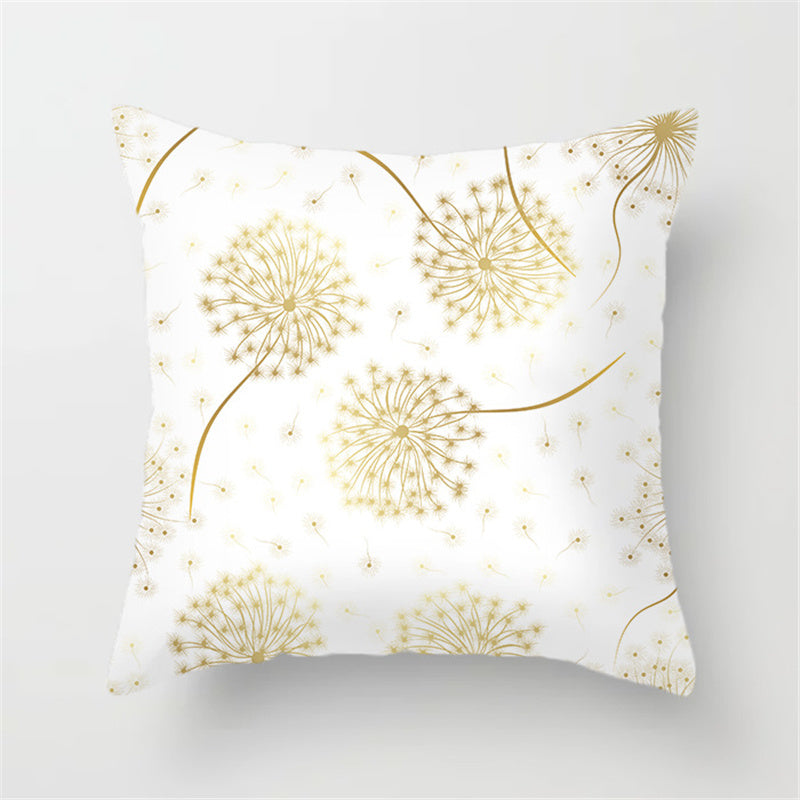 Sequined Pillowcase Leaf Flower Gold Flannel Bedside Backrest