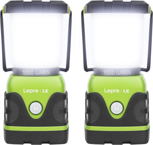 LE 1000LM Battery Powered LED Camping Lantern, Waterproof Tent Light with 4 Light Modes, Camping Essentials, Portable Lantern Flashlight for Camping, Emergency Light, Power Outages, Not Rechargeable