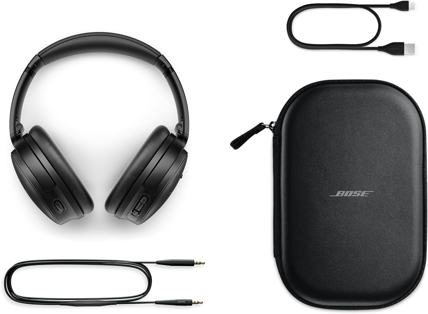 Bose QuietComfort Bluetooth Headphones, Wireless Headphones, Over Ear Noise Cancelling Headphones with Mic, Up To 24 Hours of Battery Life, Black