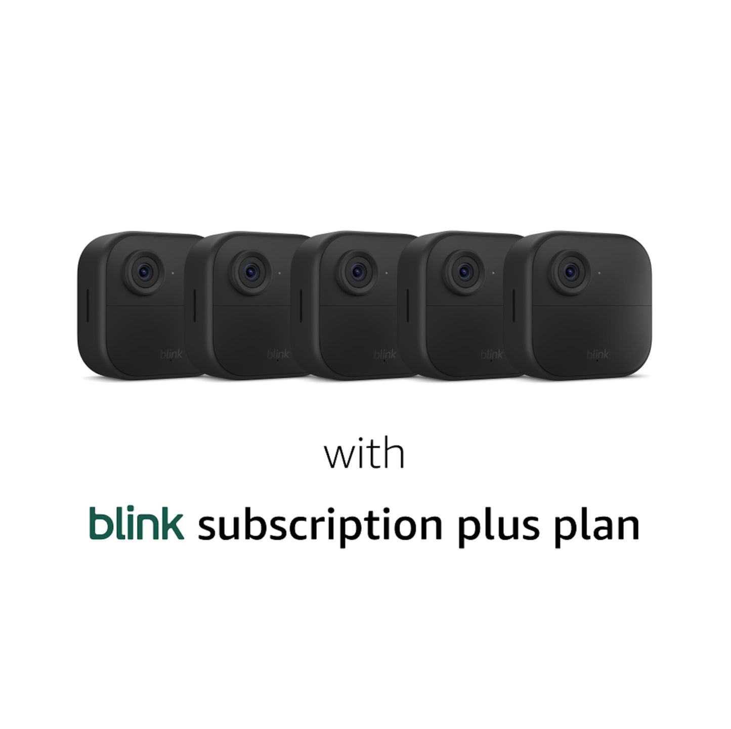 Blink Outdoor 4 (newest model), Wire-free smart security camera, two-year battery life, two-way audio, HD live view, enhanced motion detection, Works with Alexa – 5 camera system