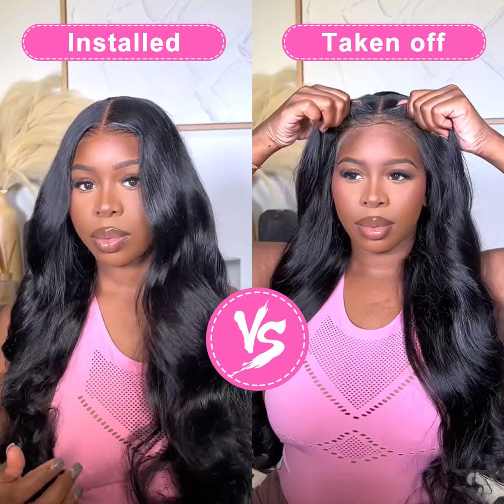 28 Inch Wear and Go Glueless Wigs Human Hair Pre Plucked Pre Cut for Beginners 5x5 HD Lace Closure Wigs Human Hair 180% Density Body Wave Lace Front Wigs No Glue Pre Cut 3 Seconds to Wear Glueless Wig