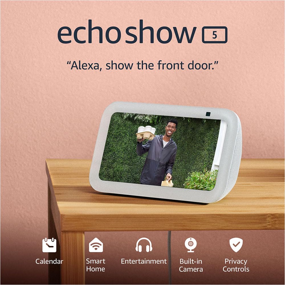 Amazon Echo Show 5 (newest model), Smart display with 2x the bass and clearer sound, Charcoal