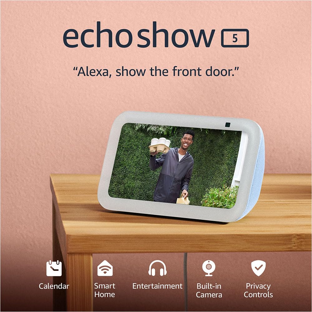 Amazon Echo Show 5 (newest model), Smart display with 2x the bass and clearer sound, Charcoal