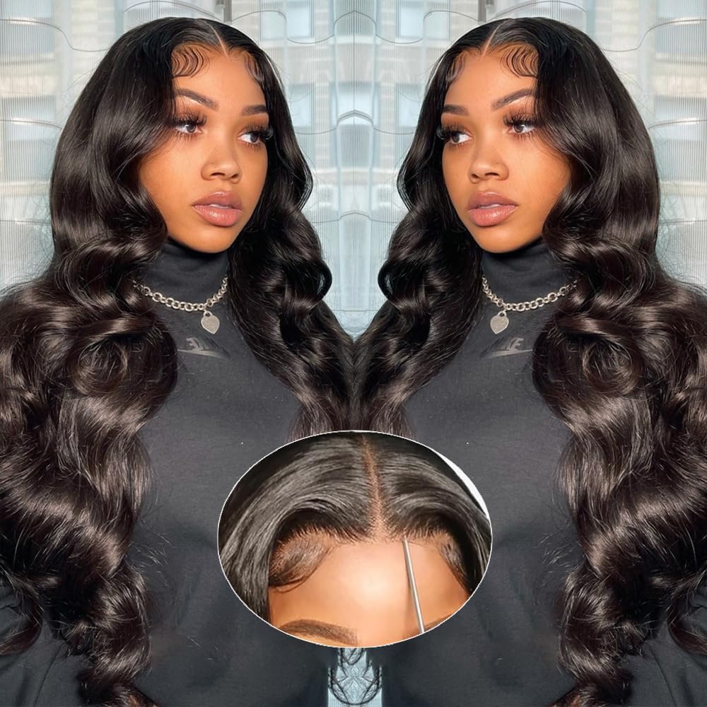 28 Inch Wear and Go Glueless Wigs Human Hair Pre Plucked Pre Cut for Beginners 5x5 HD Lace Closure Wigs Human Hair 180% Density Body Wave Lace Front Wigs No Glue Pre Cut 3 Seconds to Wear Glueless Wig