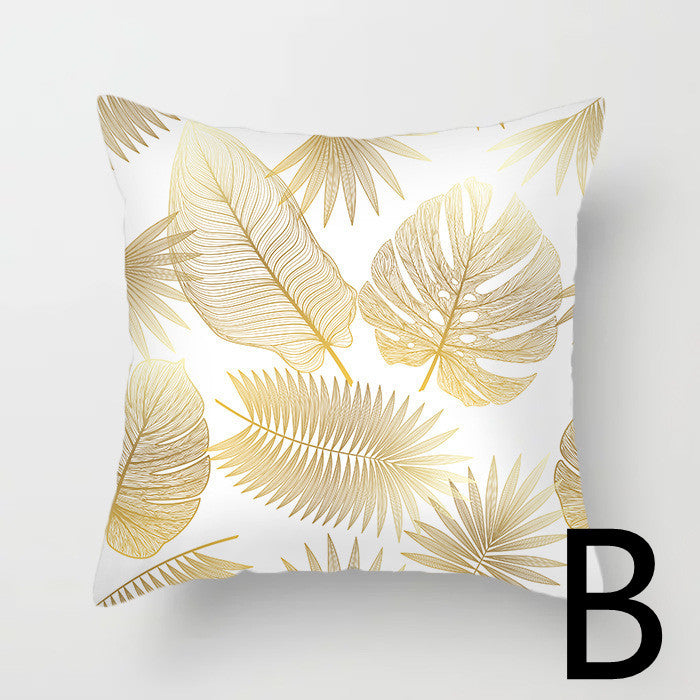 Sequined Pillowcase Leaf Flower Gold Flannel Bedside Backrest