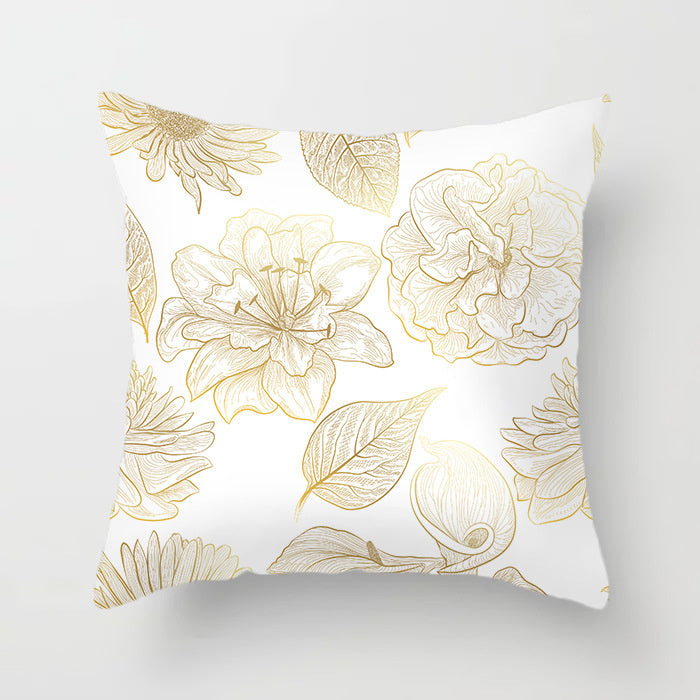 Sequined Pillowcase Leaf Flower Gold Flannel Bedside Backrest