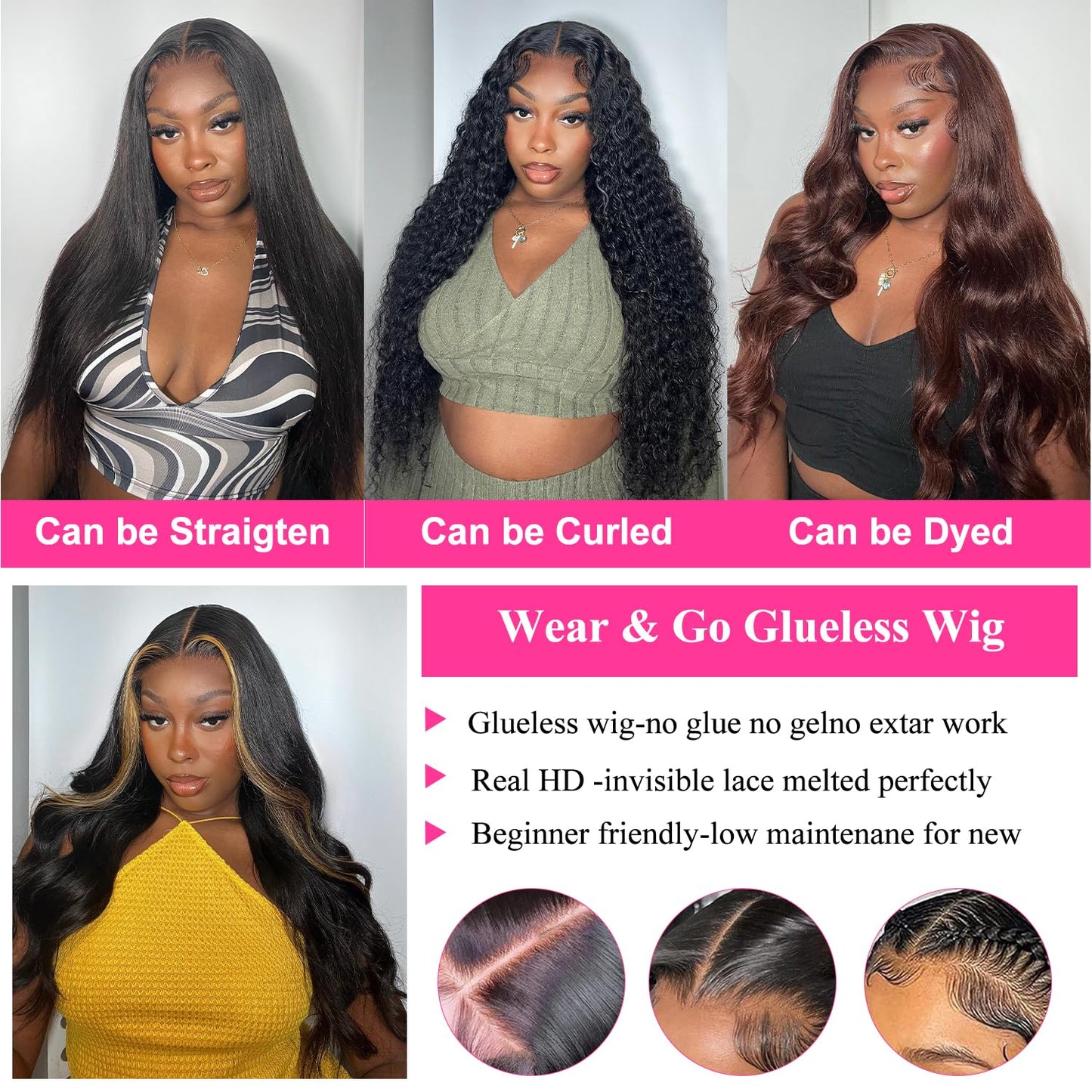 28 Inch Wear and Go Glueless Wigs Human Hair Pre Plucked Pre Cut for Beginners 5x5 HD Lace Closure Wigs Human Hair 180% Density Body Wave Lace Front Wigs No Glue Pre Cut 3 Seconds to Wear Glueless Wig