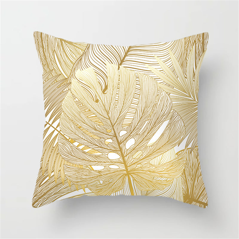 Sequined Pillowcase Leaf Flower Gold Flannel Bedside Backrest