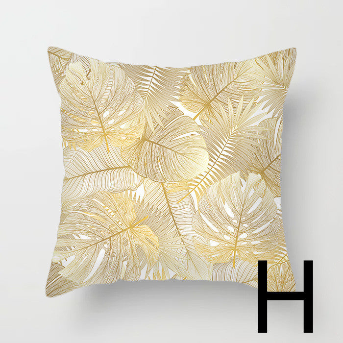 Sequined Pillowcase Leaf Flower Gold Flannel Bedside Backrest