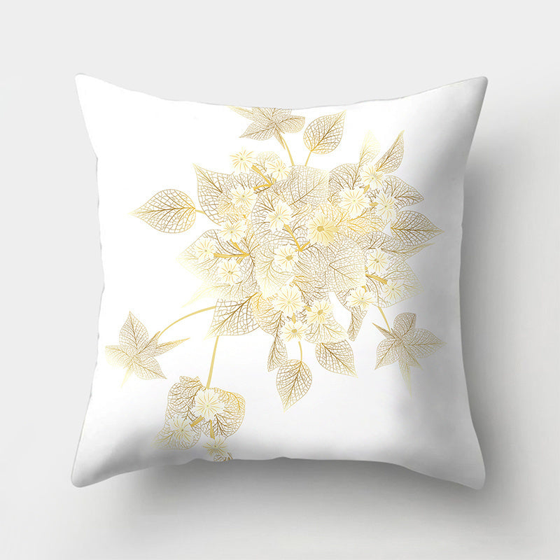 Sequined Pillowcase Leaf Flower Gold Flannel Bedside Backrest