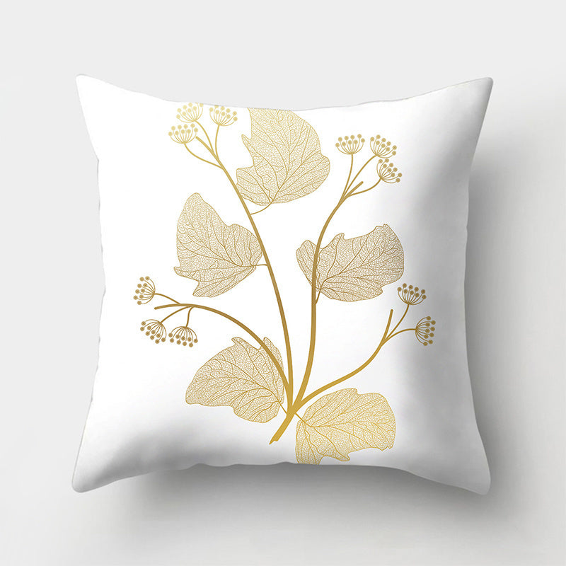 Sequined Pillowcase Leaf Flower Gold Flannel Bedside Backrest